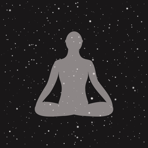 Icono de meditación. meditación humana en pose de loto
. - Vector, imagen