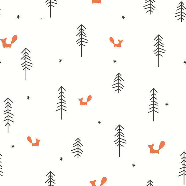 冬の森シームレスパターン - ベクター画像