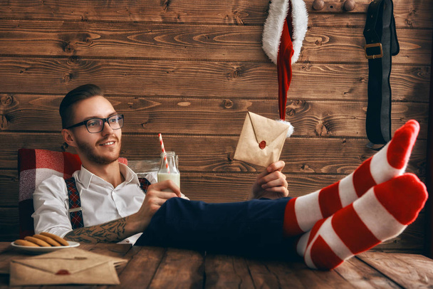 Hipster young Santa Claus - 写真・画像