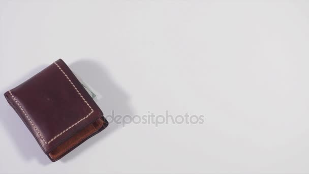 Money in Wallet. One Hundred Dollar Bills. Finance Concept. Stop Motion. - Materiał filmowy, wideo