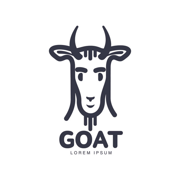 Front view goat head logo for meat and dairy products - Vektor, Bild