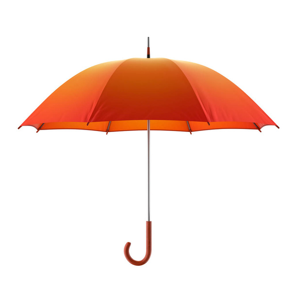 Orange autumn umbrella isolated on white background. 3D illustration . - Φωτογραφία, εικόνα