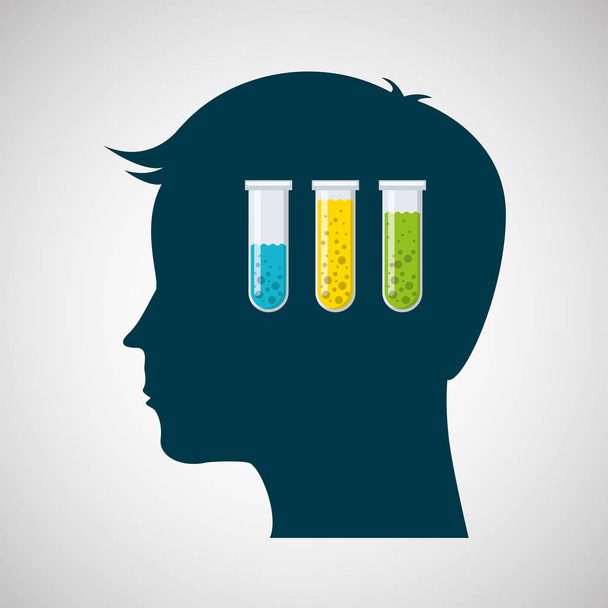 silhouette head tests tube lab work - Vector, Image