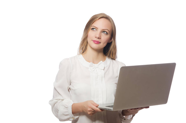 Businesswoman with laptop in business concept - Foto, imagen