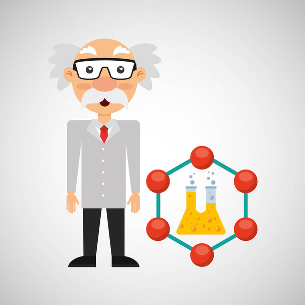 Charakter Mann Wissenschaftler Experiment Reagenzglas - Vektor, Bild