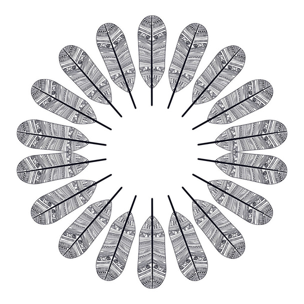 pennacchio di piuma isolata e disegno del cerchio
 - Vettoriali, immagini