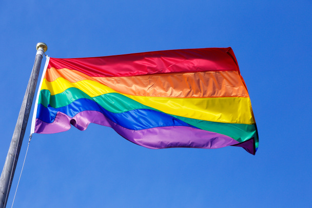 Bandeira do arco-íris em azul
 - Foto, Imagem