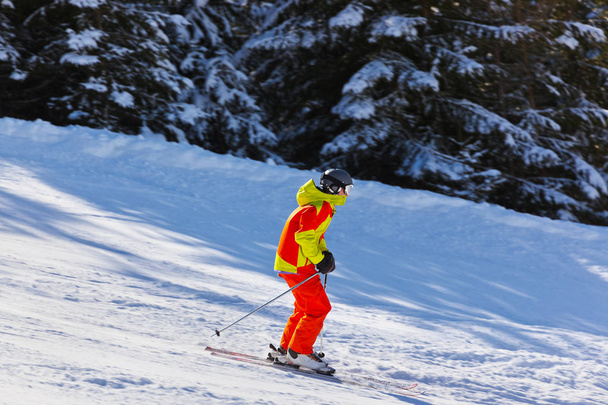 Skier at mountains ski resort Bad Gastein - Austria - Photo, image