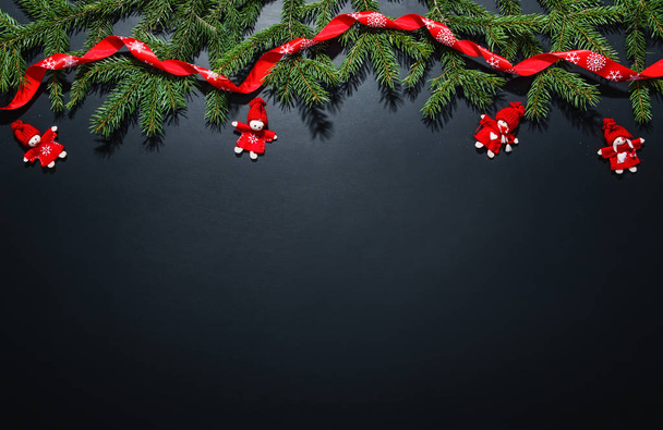 Christmas decoration background over black chalkboard - Zdjęcie, obraz