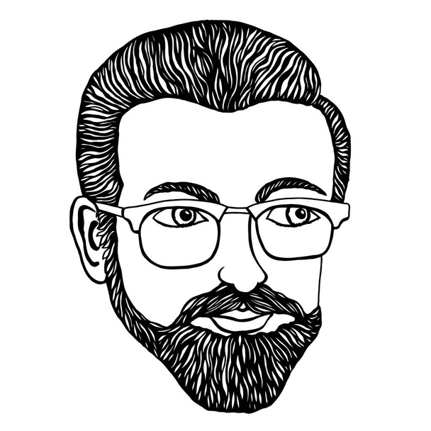 Male hipster Hand-drawn - Vector, Image