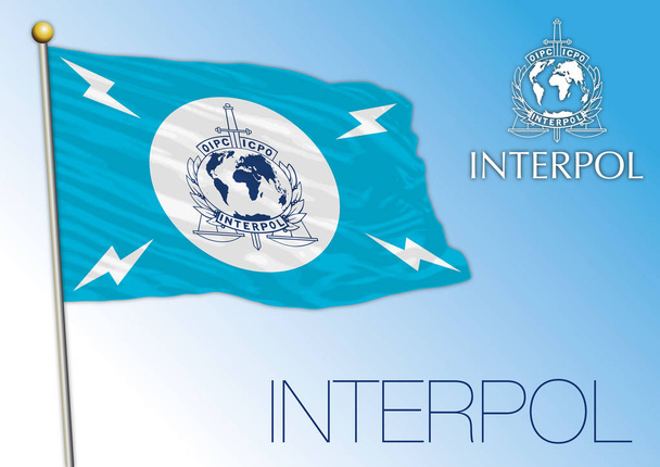 Σημαία της Interpol, Διεθνής Οργανισμός - Διάνυσμα, εικόνα