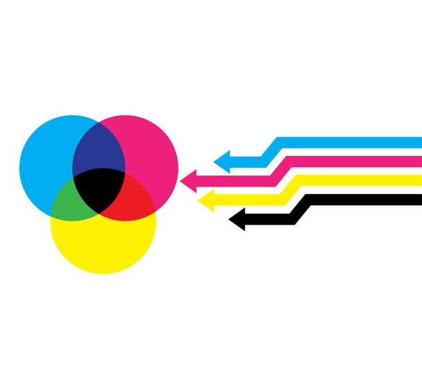 Flèches colorées et diagramme CMJN
 - Vecteur, image