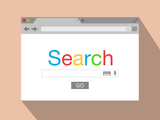 Flat style browser window on beige background. Search engine. Vector stock illustration - Vector, Image