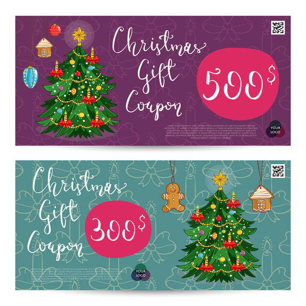 クリスマス プレゼント プリペイド合計テンプレートと共に伝票 - ベクター画像