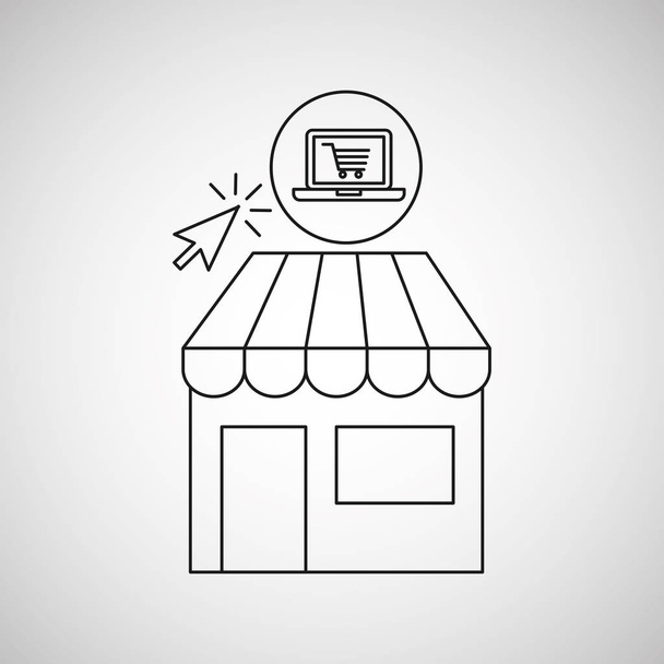 tienda de compras en línea icono portátil
 - Vector, imagen