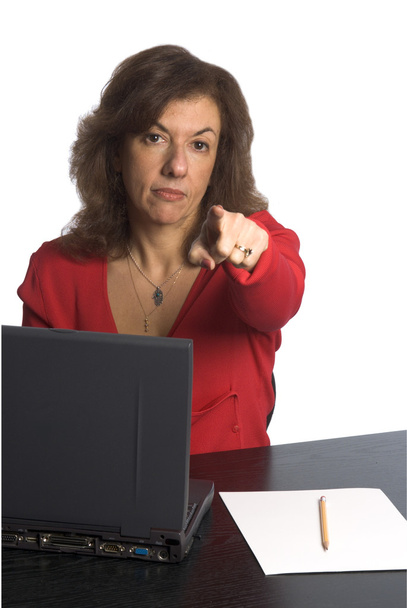 woman at desk pointin - Photo, Image