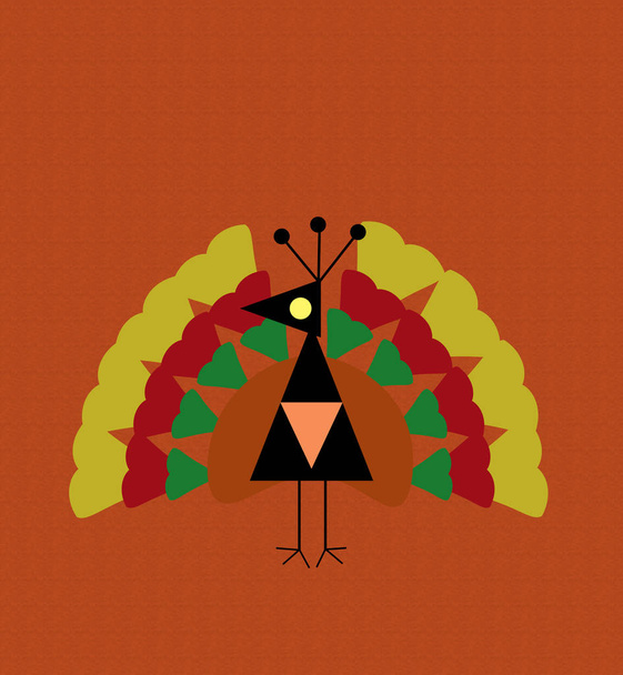 Whimsical Turkey on Orange Background - Photo, Image
