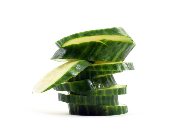 Cucumber slices, isolated - Fotoğraf, Görsel