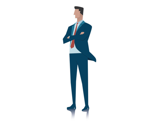 Business man with his arms crossed over isolated background. Con - Vector, Image