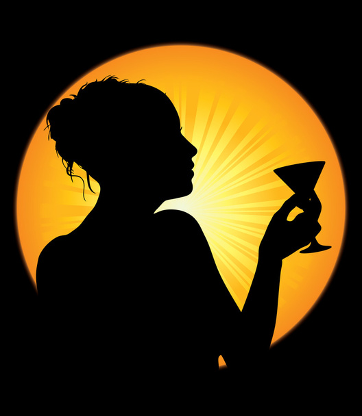 Frau mit Cocktail - Vektor, Bild
