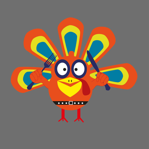 Illustration vectorielle dinde dessin animé. Joyeux Thanksgiving concept. Design plat coloré
 - Vecteur, image