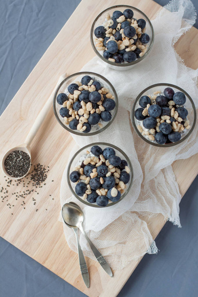 Chia seeds pudding made with blueberries - Photo, image
