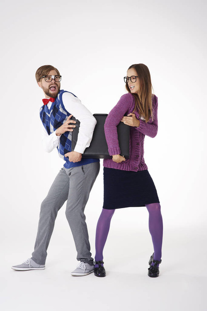 pareja divertida de nerds
 - Foto, Imagen
