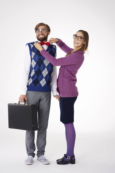 Funny couple of nerds - Foto, afbeelding