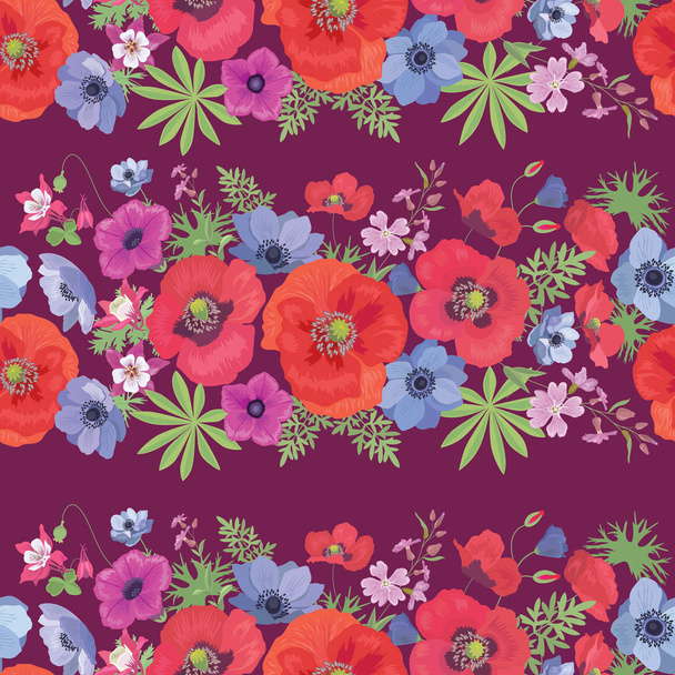 Beautiful Flower Seamless Pattern with Poppy . - Vector, Image
