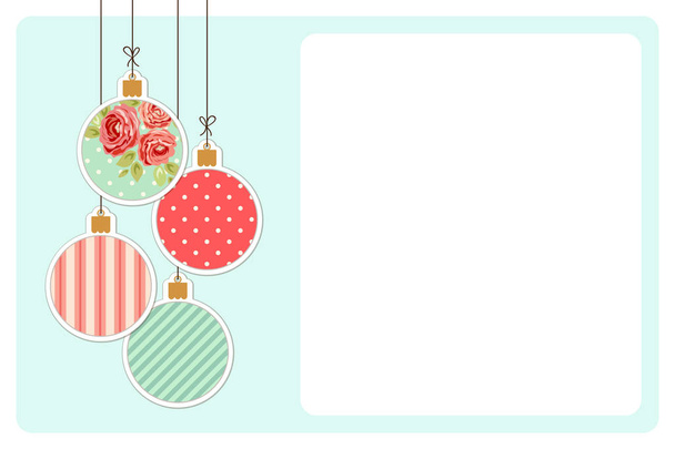 Card with Christmas balls in shabby chic - Vector, Imagen