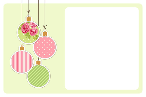 Card with Christmas balls in shabby chic - Διάνυσμα, εικόνα