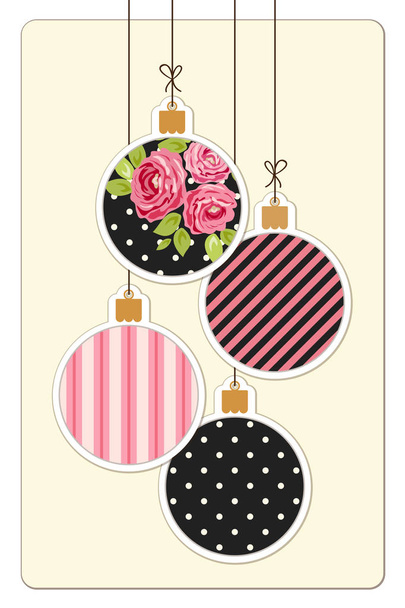 Card with Christmas balls in shabby chic - Вектор, зображення