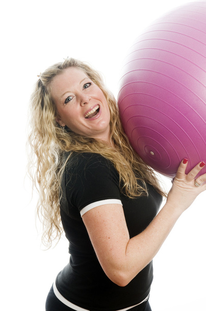 woman with fitness ball - Photo, Image