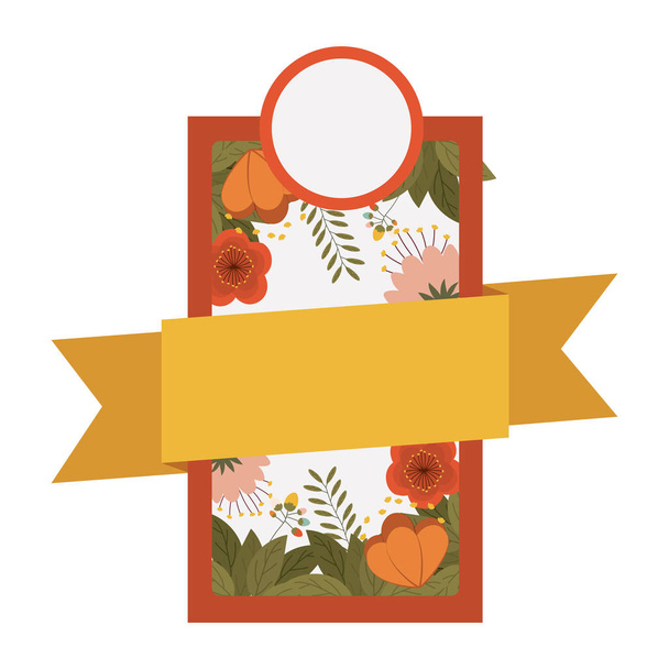 Isolated frame of flowers decoration design - Vector, Image