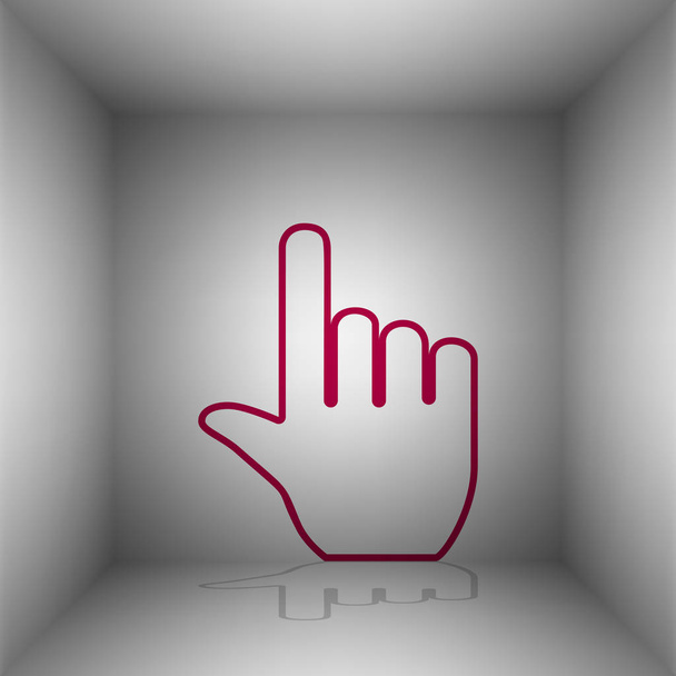 Hand sign illustration. Bordo icon with shadow in the room. - Vector, Image