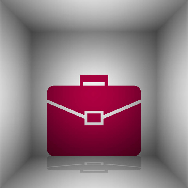 Briefcase sign illustration. Bordo icon with shadow in the room. - Vector, Image