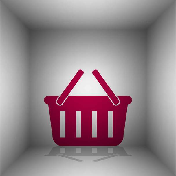 Shopping basket sign. Bordo icon with shadow in the room. - Vector, Image