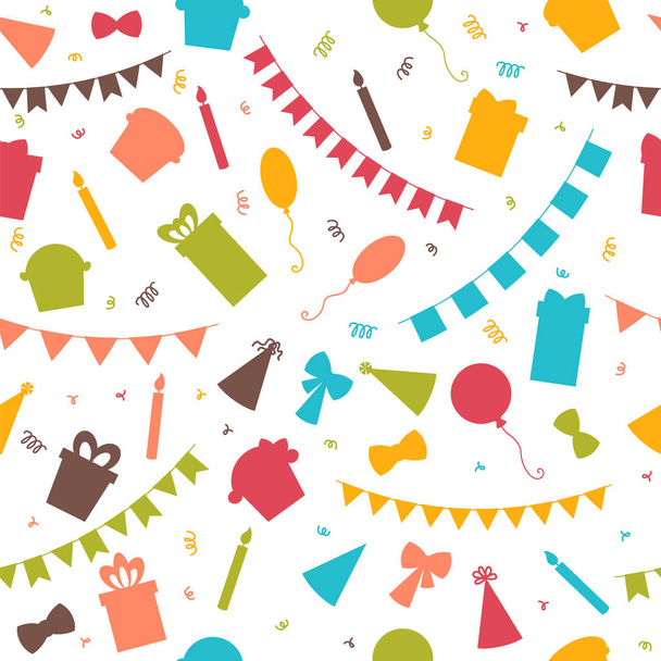 Hyvää syntymäpäivää saumaton kuvio värikkäitä puolueen elementtejä. Ba
 - Vektori, kuva