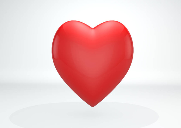 3D-s piros szív fehér - Fotó, kép