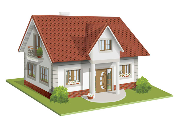 Vector illustratie 3d van klassiek huis  - Vector, afbeelding