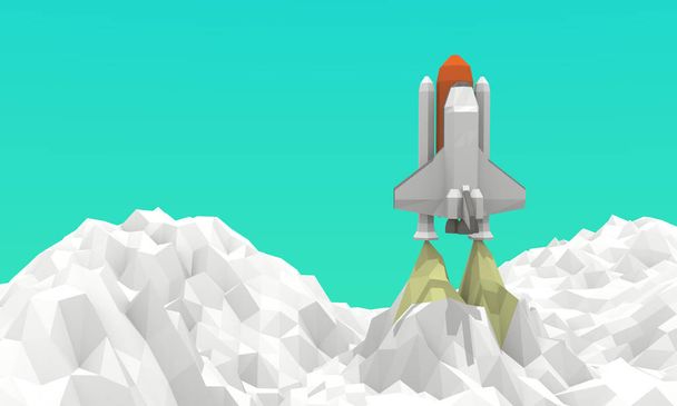 Space Shuttle lancering Low-poly - Foto, afbeelding