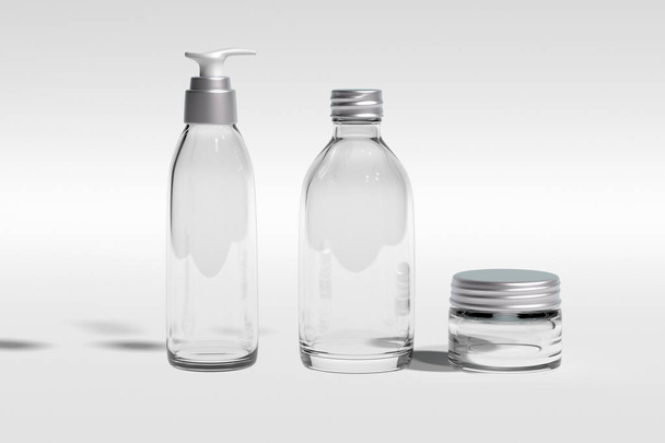 Cosmetic  packaging template made from glass silver screw cap se - Zdjęcie, obraz