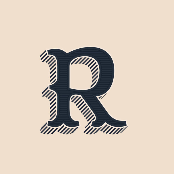 Logo lettre R dans un style occidental vintage avec des lignes d'ombres
. - Vecteur, image