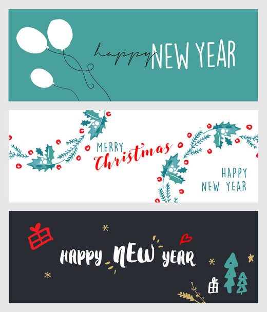 Set of Christmas and New Year social media banners - Vector, afbeelding
