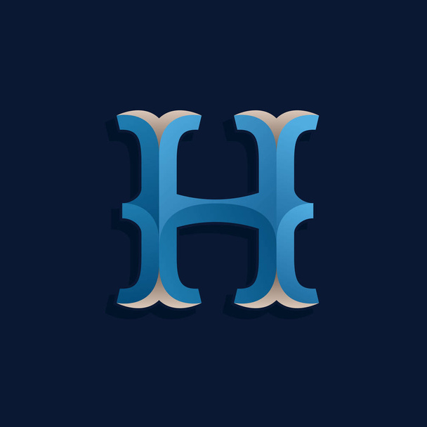 Logotipo de letra H en estilo marino retro
.  - Vector, Imagen