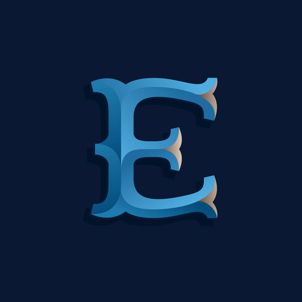 Logotipo de letra E en estilo marino retro
.  - Vector, Imagen