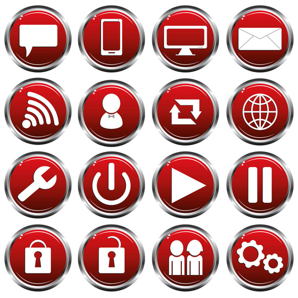 Red media icons - Vetor, Imagem