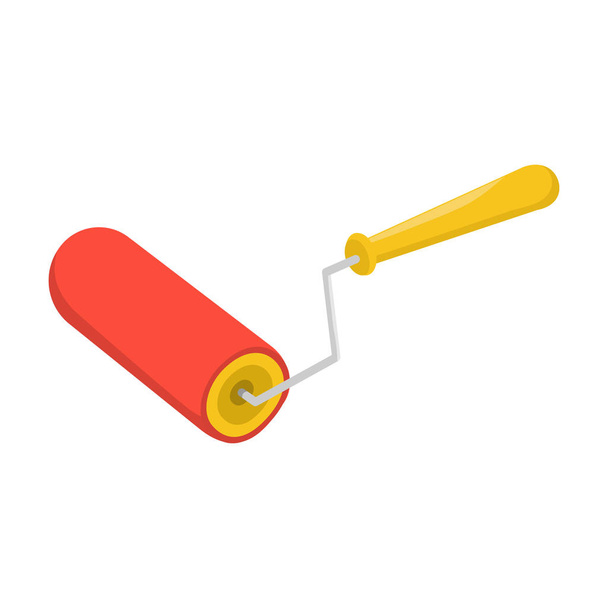 Paint roller icon in cartoon style isolated on white background. Build and repair symbol stock vector illustration. - Vetor, Imagem