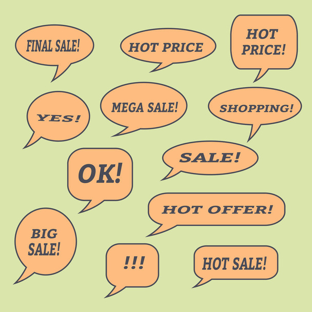 Sale speech bubbles. Set of vector illustration icons.   - Vettoriali, immagini