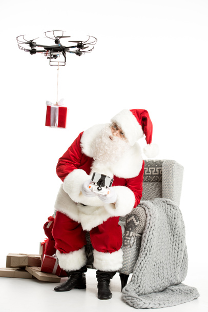 Santa Claus χρήση drone  - Φωτογραφία, εικόνα
